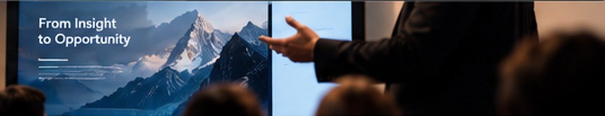 Polished presentation slides on a large screen